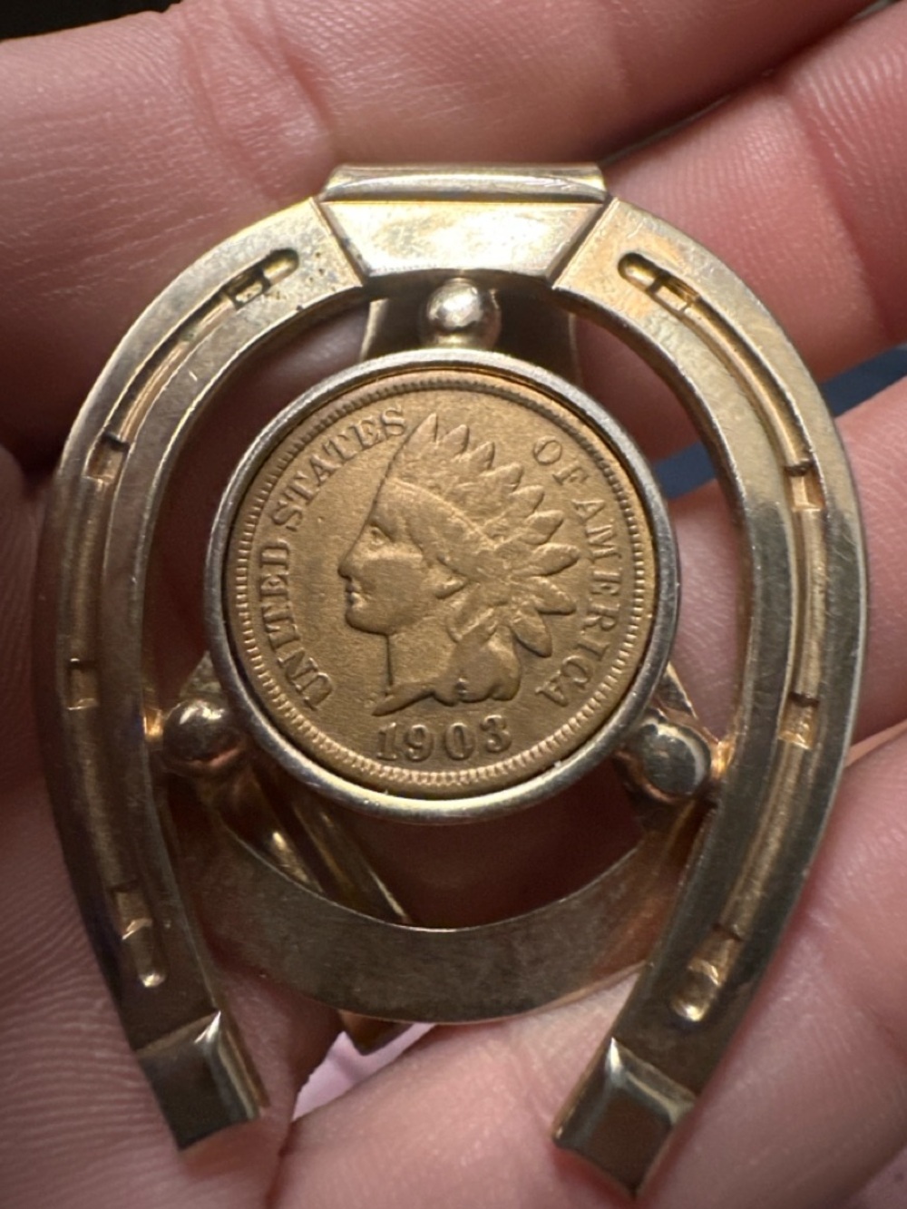 Vintage Anson Gold Tone Money Clip – Indian Head Coin Design | Mid Century Style